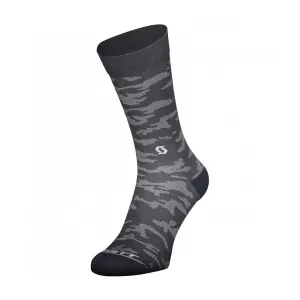 SCOTT Cyklistické ponožky klasické - TRAIL CAMO CREW - šedá/bílá #2516657