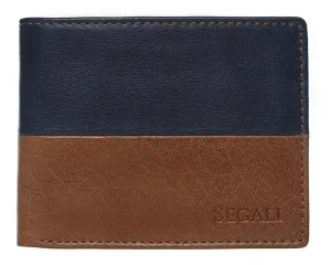 Pánská kožená peněženka SEGALI 80892 koňak/modrá