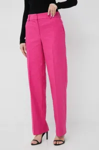 Kalhoty Selected Femme dámské, růžová barva, jednoduché, high waist #5347480