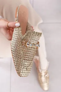Zlaté pantofle s kamínky Claudia #5773819