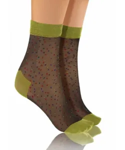 Sesto Senso Fashion Nylon tečky zelené/černé Dámské ponožky, UNI, Více barevná