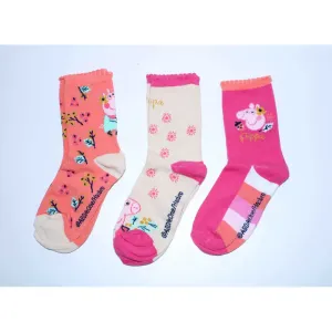 Setino Sada 3 párů dětských ponožek - Peppa Pig růžové mix Velikost ponožek: 23-26