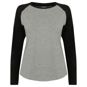 SF (Skinnifit) Dámské dvoubarevné tričko s dlouhým rukávem - Šedý melír / černá | XS #3804259