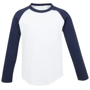 SF (Skinnifit) Dětské dvoubarevné tričko s dlouhým rukávem - Bílá / tmavě modrá | 5-6 let #3798966