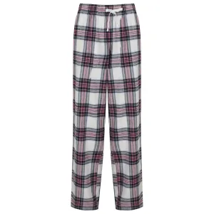SF (Skinnifit) Dámské flanelové pyžamové kalhoty - Bílá / růžová | S #3803988