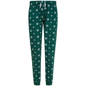 SF (Skinnifit) Dámské pyžamové kalhoty se vzorem - Tmavě zelená / bílá | L