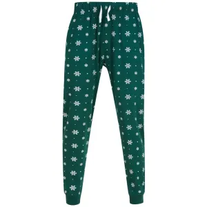SF (Skinnifit) Pánské pyžamové kalhoty se vzorem - Tmavě zelená / bílá | XXL