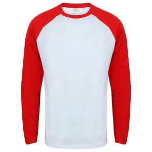 SF (Skinnifit) Pánské dvoubarevné tričko s dlouhým rukávem - Bílá / červená | M #3799026