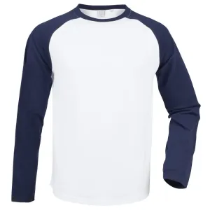 SF (Skinnifit) Pánské dvoubarevné tričko s dlouhým rukávem - Bílá / tmavě modrá | XL
