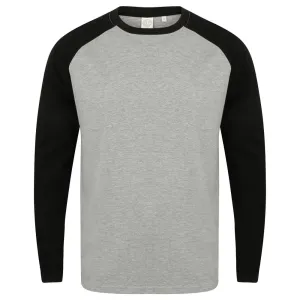 SF (Skinnifit) Pánské dvoubarevné tričko s dlouhým rukávem - Šedý melír / černá | S