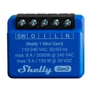 Shelly Plus 1 Mini, spínací modul, WiFi, Gen3