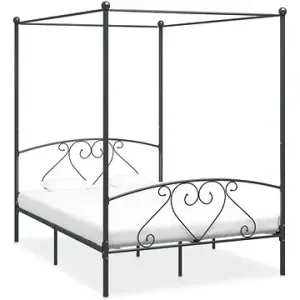 SHUMEE postel s nebesy 160 × 200 cm, kovová, šedá