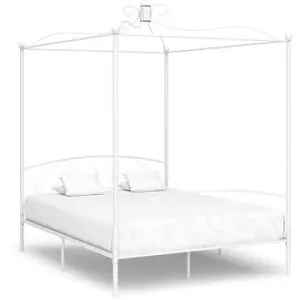 Rám postele s nebesy bílý kovový 180x200 cm