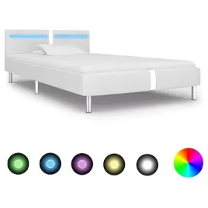 Rám postele s LED světlem bílý umělá kůže 90x200 cm