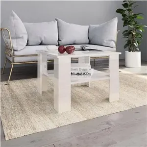 Konferenční stolek bílý vysoký lesk 60x60x42 cm dřevotříska