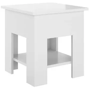 SHUMEE Konferenční stolek bílý vysoký lesk 40 × 40 × 42cm kompozitní dřevo, 810277