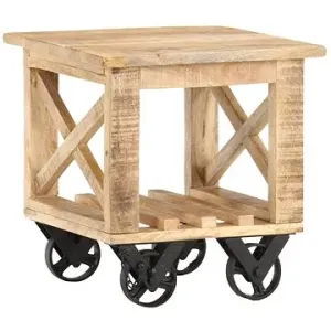 Odkládací stolek s kolečky 40x40x42 cm hrubý mangovník