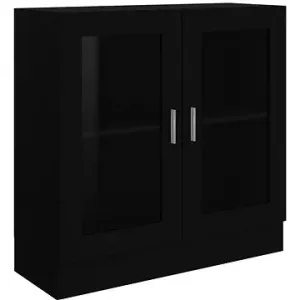 Shumee prosklená skříň černá 82,5×30,5×80 cm dřevotříska, 802742