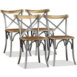Jídelní židle, 4ks, masivní mangové dřevo s křížovým opěradlem