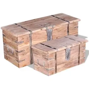 Úložné truhly z akáciového dřeva sada 2 ks