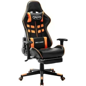 SHUMEE Herní židle s podnožkou černá a oranžová umělá kůže, 20516