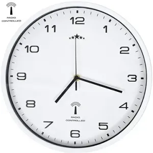 Rádiem řízené nástěnné hodiny se strojkem Quartz 31 cm bílé