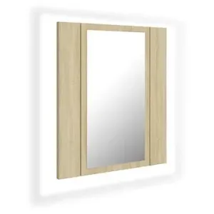 Shumee LED Koupelnová skříňka se zrcadlem - dub sonoma, 40 × 12 × 45 cm