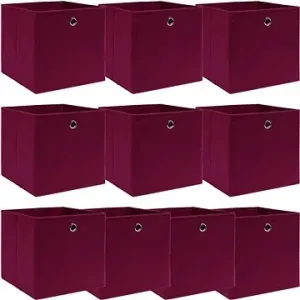 Úložné boxy 10 ks tmavě červené 32 x 32 x 32 cm textil