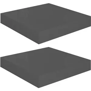 Shumee plovoucí nástěnné 2ks šedé vysoký lesk 23×23,5×3,8cm MDF, 323782