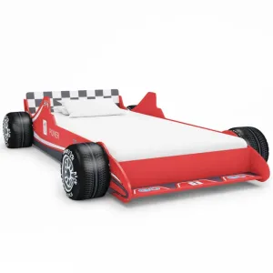 Dětská postel ve tvaru závodního auta 90×200 cm červená