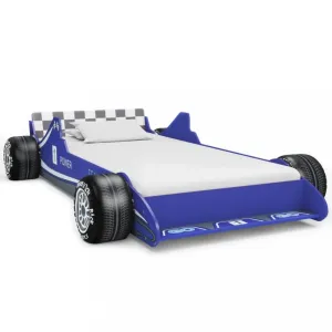 Dětská postel ve tvaru závodního auta 90×200 cm modrá