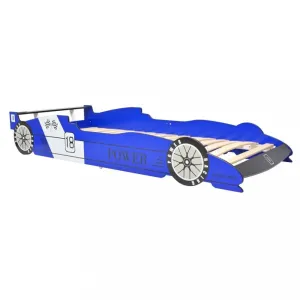 Dětská postel ve tvaru závodního auta 90x200 cm modrá