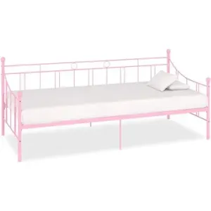 SHUMEE rám denní postele 90 × 200 cm, kov, růžový