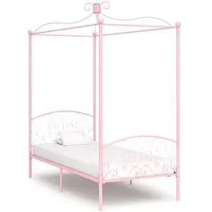 Rám postele s nebesy růžový kovový 90x200 cm