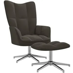 Relaxační křeslo se stoličkou tmavě šedé samet , 328129