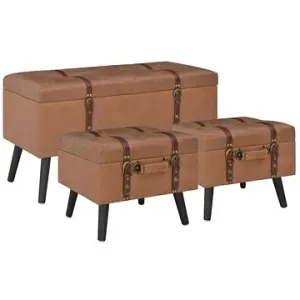 Stoličky s úložným prostorem 3 ks hnědé umělá kůže