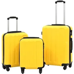 Sada skořepinových kufrů na kolečkách, 3 ks, žlutá, ABS