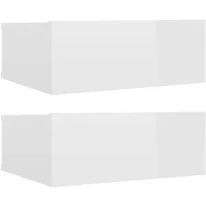 Nástěnné noční stolky 2 ks lesklé bílé 40x30x15 cm dřevotříska