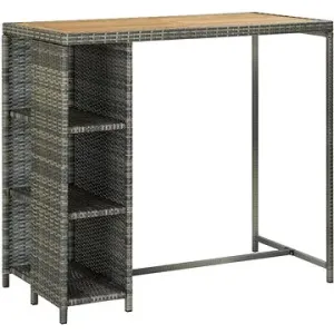 Barový stolek s úložným regálem šedý 120x60x110 cm polyratan #5877853