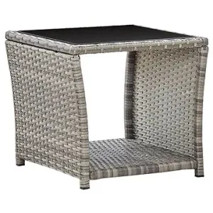 Konferenční stolek šedý 45 x 45 x 40 cm polyratan a sklo