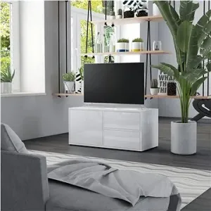 TV stolek bílý s vysokým leskem 80x34x36 cm dřevotříska