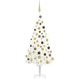 Umělý vánoční stromek s LED diodami a sadou koulí bílý 120 cm #6030898