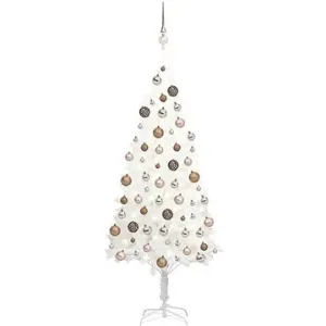 Umělý vánoční stromek s LED diodami a sadou koulí bílý 120 cm #5878434