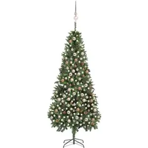 Umělý vánoční stromek s LED sadou koulí a šiškami 210 cm #5872077