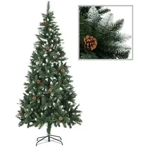 Umělý vánoční stromek se šiškami a bílými třpytkami 210 cm 284319