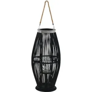 Závěsná lucerna na svíčku bambus 60 cm černá