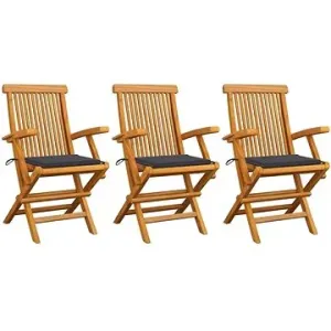 SHUMEE Židle zahradní, teak, podušky - 3ks v balení 3062514