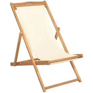 Kempingová židle teak 56 x 105 x 96 cm krémová 43802