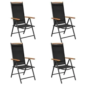 Skládací zahradní židle 4 ks hliník a textilen černé 41733