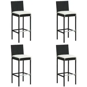 Zahradní barové stoličky s poduškami 4 ks černé polyratan, 313437